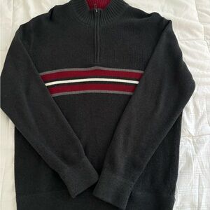 Eddie Bauer Gray and Red Zip Up Sweater